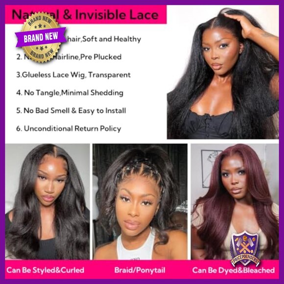 13x6 HD Lace Front Wig 180% Density Human Hair Glueless Pre Plucked